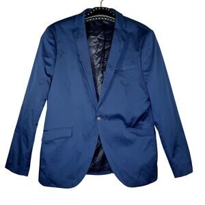 Topman Blue One Button Super Skinny Single Breasted Blazer Suit Jacket 46R